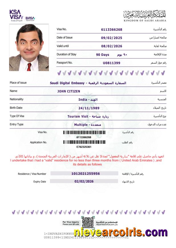 Saudi Arabia e-visa, version 2